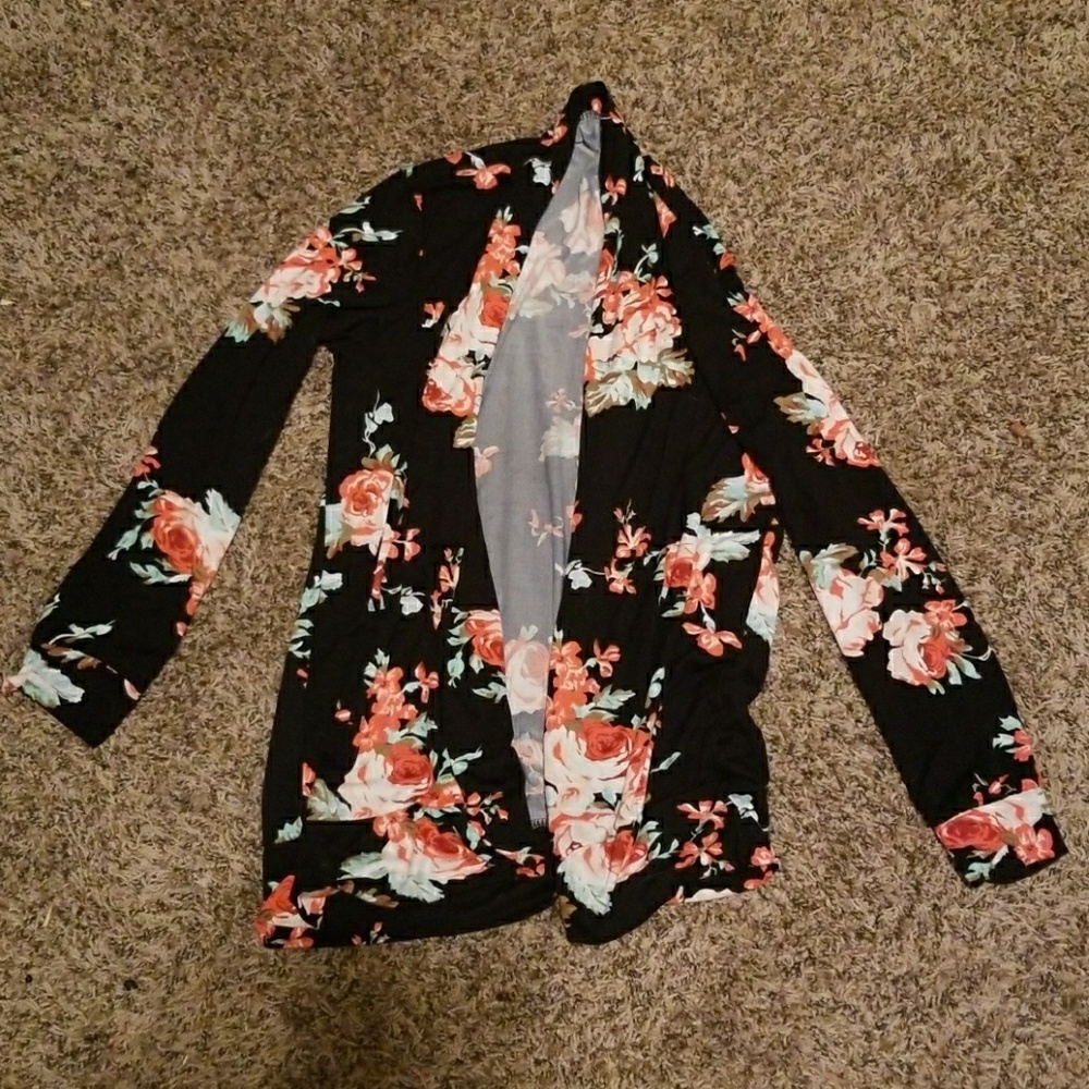 black and floral overshirt